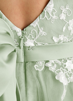 Azazie Butterfly Flower Girl Dresses Dusty Sage A-Line Lace Dress image5