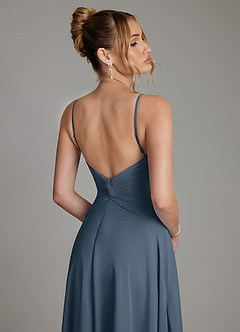 Azazie Elita Brudepigekjoler En streg Plisseret Chiffon Gulv-længde Kjole image2