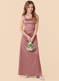 Azazie Renna Junior Dusty Rose Mermaid Pleated Stretch Satin Dress image4