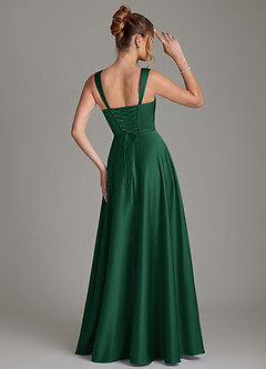 Azazie Azaria Bridesmaid Dresses Dark Green A-Line Corset Stretch Satin Dress image5
