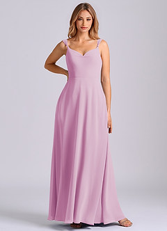 Azazie Beatrice Robes de demoiselle d'honneur Robe Trapèze en Mousseline de soie Encolure en Forme de Cœur Rose Bonbon image3