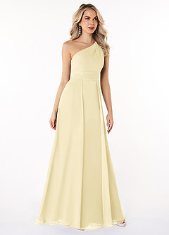 Azazie Dallas Bridesmaid Dresses Lemon Sorbet A-Line One Shoulder Chiffon Dress image3