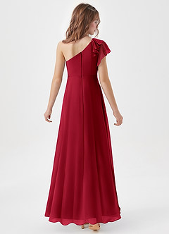 Azazie Arabella Junior Scarlet A-Line Ruched Chiffon Dress image6