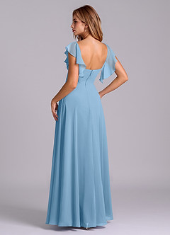 Azazie Leilani Bridesmaid Dresses Steel Blue A-Line Pleated Chiffon Dress image6