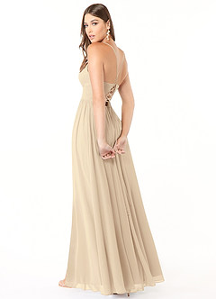 Azazie Aaida Bridesmaid Dresses Champagne A-Line Corset Chiffon Dress image5