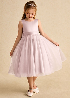 Azazie Winnie Abiti da Ragazza di Fiori Abito Principessa in Tulle Fiocco Rosa Rossore image2
