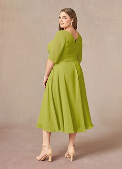 Azazie Naomi Abiti per la Madre della Sposa Abito A-Line in Chiffon Plissettato con Scollo a Barca Citronella image13
