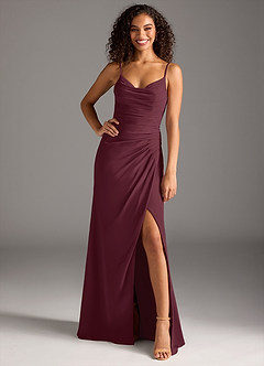 Azazie Deandra Brautjungfernkleider Meerjungfrau-Linie Plissee Chiffon Kleid Cabernetrot image1