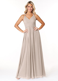 Azazie Ashia Brautjungfernkleider A-Linie Plissee Chiffon Kleid Frost image1