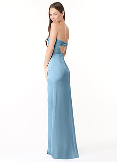 Azazie Leonis Bridesmaid Dresses Steel Blue Mermaid Pleated Stretch Satin Convertible Dress image7