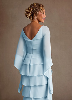 Azazie Arabinda Abiti per la Madre della Sposa Abito Tubino in Chiffon Increspato Azzurro image6