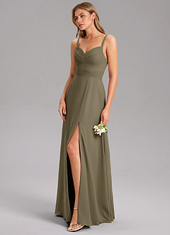 Azazie Terese Bridesmaid Dresses Willow Green A-Line Pleated Chiffon Dress image7