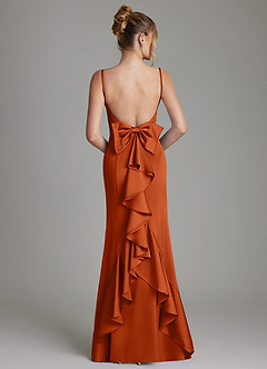 Azazie Zherra Bridesmaid Dresses Burnt Orange Mermaid Bow Stretch Satin Dress image5