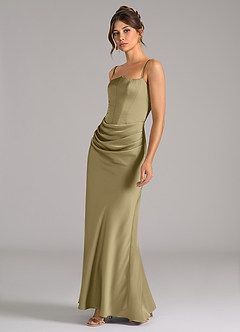 Azazie Debby Bridesmaid Dresses Moss Green Mermaid Strapless Stretch Satin Convertible Dress image6