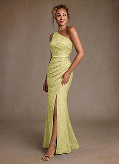 Azazie Joylin Mother of the Bride Dresses Lemon Sorbet Trumpet One Shoulder Floral Burnout Dress image3