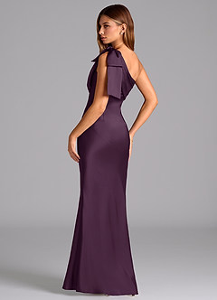 Azazie Yuanna Bridesmaid Dresses Plum Mermaid One Shoulder Stretch Satin Dress image6
