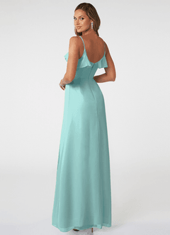 Azazie Natalia Brautjungfernkleider A-Linie Chiffon Kleid Aqua image4