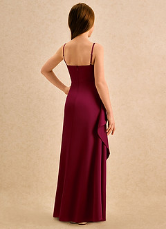 Azazie Cannoli Girls Formal Sukienki dla dziewczynek sypiących kwiaty Linia A Pofałdowany Satyna elastyczna Długość podłogi Sukienka image2