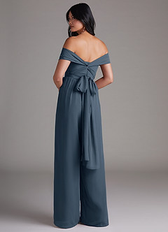 Azazie Lamara Brautjungfernkleider Wandelbar Schulterfrei Chiffon Overall/Jumpsuit Neptunblau image5