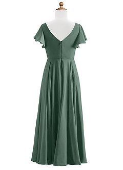 Azazie Caria Junior Sea Moss A-Line Pleated Chiffon Dress image8