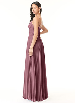 Azazie Vini At-home Try On Dresses Matcha A-Line V-Neck Pleated Chiffon Dress image4