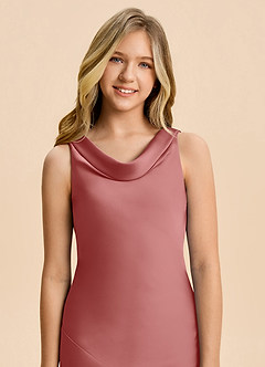 Azazie Rylina Junior Meerjungfrau-Linie Stretch-Satin Kleid Antike Rose image6