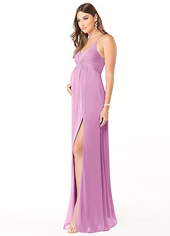 Azazie Annabelle Maternity Bridesmaid Dresses A-Line V-Neck Pleated Mesh Floor-Length Dress image4