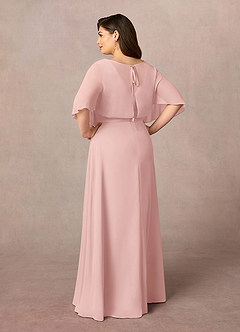 Azazie Oksana vestidos de madre de la novia Vestido de Rosa Empolvado de Gasa de Corte en A con Cuello en V Plisado image9