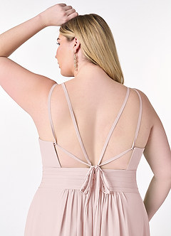 Azazie Farren Brautjungfernkleider Wandelbar A-Linie Plissee Chiffon Kleid Zartrosa image16