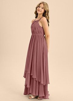 Azazie Elliora Junior Desert Rose A-Line Pleated Chiffon Dress image6