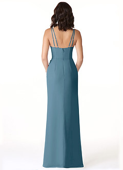 Azazie Leo 신부 들러리 드레스 인어 주름진 쉬폰 바닥 길이 드레스 image2