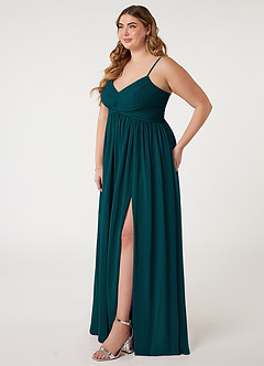 Azazie Alia Bridesmaid Dresses Pine A-Line Pleated Chiffon Dress image8