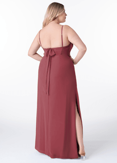 Azazie Mai Bridesmaid Dresses Merlot Sheath Pleated Chiffon Dress image9