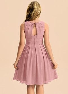 Azazie Bibiane Junior Vestido Rosa Polvorienta de Gasa de Corte en A con Plisado image2
