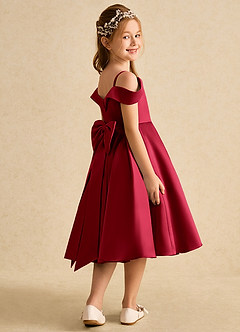 Azazie Favia Flower Girl Dresses Scarlet A-Line Off the Shoulder Matte Satin Dress image3