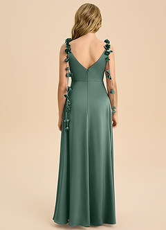 Azazie Gumdrop Junior Vestido de Eucalipto de Satén Elástico de Imperio con Plisado image7