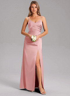 Azazie Azuree Brudtärnklänningar Klä av A-Linje i Stretch Satin Plisserad Puderrosa image3