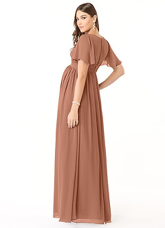 Azazie Verna Brautjungfernkleider für Schwangere A-Linie V-Hals Gerüscht Chiffon Bodenlänge Kleid image4