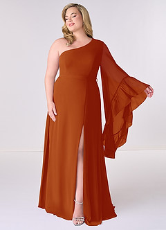 Barbie ♥ Azazie Bridesmaid Dresses Paprika A-Line Long Sleeve Chiffon Dress image7