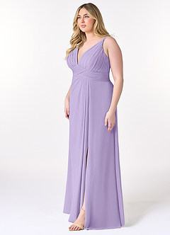 Azazie Maren Allure Bridesmaid Dresses Lilac A-Line V-Neck Lace Chiffon Dress image8