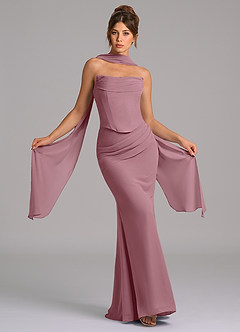 Azazie Sorrel Robes de demoiselle d'honneur Robe Sirène en Mousseline de soie Corset Mauve Vintage image1