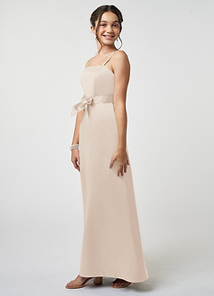 Azazie Anina Junior Robe Trapèze en Satin extensible Arc Albâtre Blanc image4