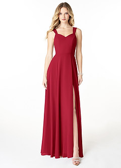Azazie Julie Bridesmaid Dresses Scarlet A-Line Sweetheart Neckline Chiffon Dress image1