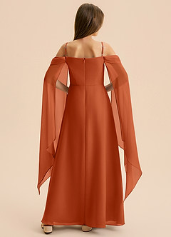 Azazie Moana Junior Linia A Pofałdowany Szyfon Długość podłogi Młodsza druhna Sukienka image5