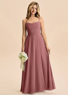 Azazie Bear Junior Desert Rose A-Line Pleated Chiffon Dress image1