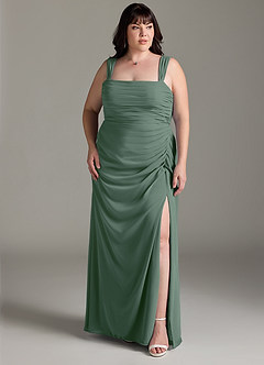 Azazie Jesaphine Bridesmaid Dresses Eucalyptus Sheath Bow Chiffon Dress image8