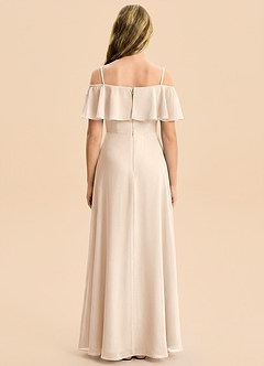 Azazie Maggie Junior White Alabaster A-Line Off the Shoulder Chiffon Dress image2