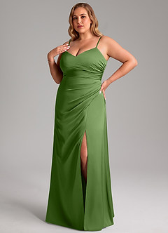 Azazie Azuree Suknie dla druhen Linia A Pofałdowany Satyna elastyczna Do ziemi Sukienka image9