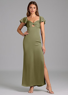 Azazie Demia Bridesmaid Dresses Pistachio Sheath Sweetheart Neckline Stretch Satin Dress image5