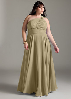 Azazie Charlize Bridesmaid Dresses Moss Green A-Line One Shoulder Chiffon Dress image9